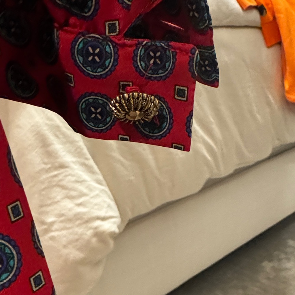 Vtg Leslie Fay  Red Patterned Dress - Picture 11 of 13